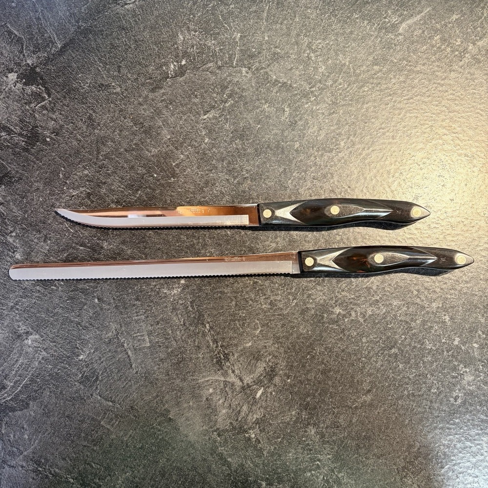 Cutco 1990 DD 1724 Bread Knife & DD 1729 Serrated Carver Classic Handles